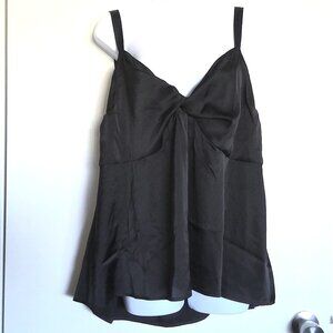 New ELOQUII Black Cami Top Satin Plunge Twist Front V Neck Knot EUC Plus Sz 20